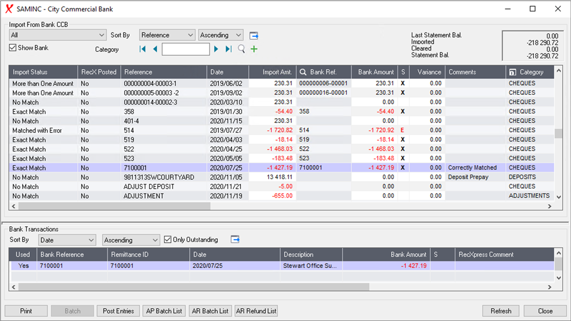 RecXpress Matching