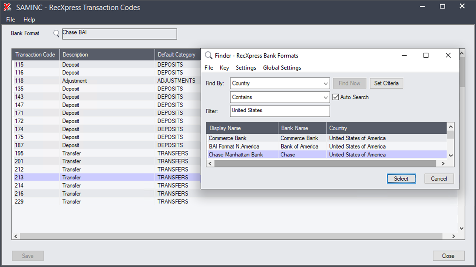 Transaction Codes